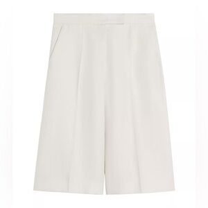 NWT Max Mara Bermuda Shorts Beige Virgin Wool Size 8 High Waist Tailored